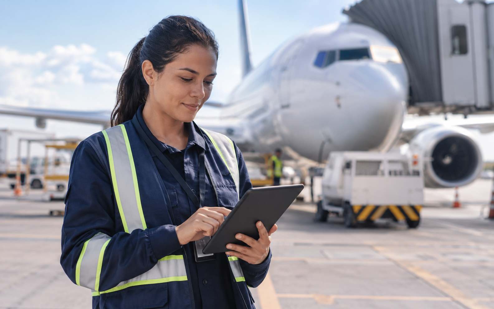 Profissional da aviação consultando informações sobre o RBAC 120